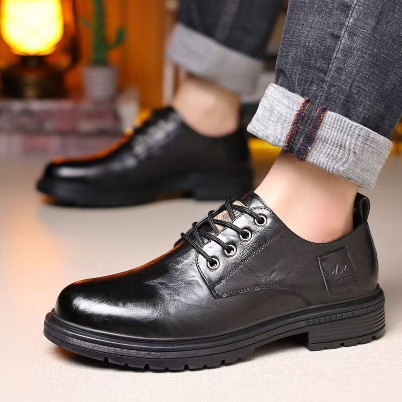 Zapatos retro de piel para hombre con suela blanda
